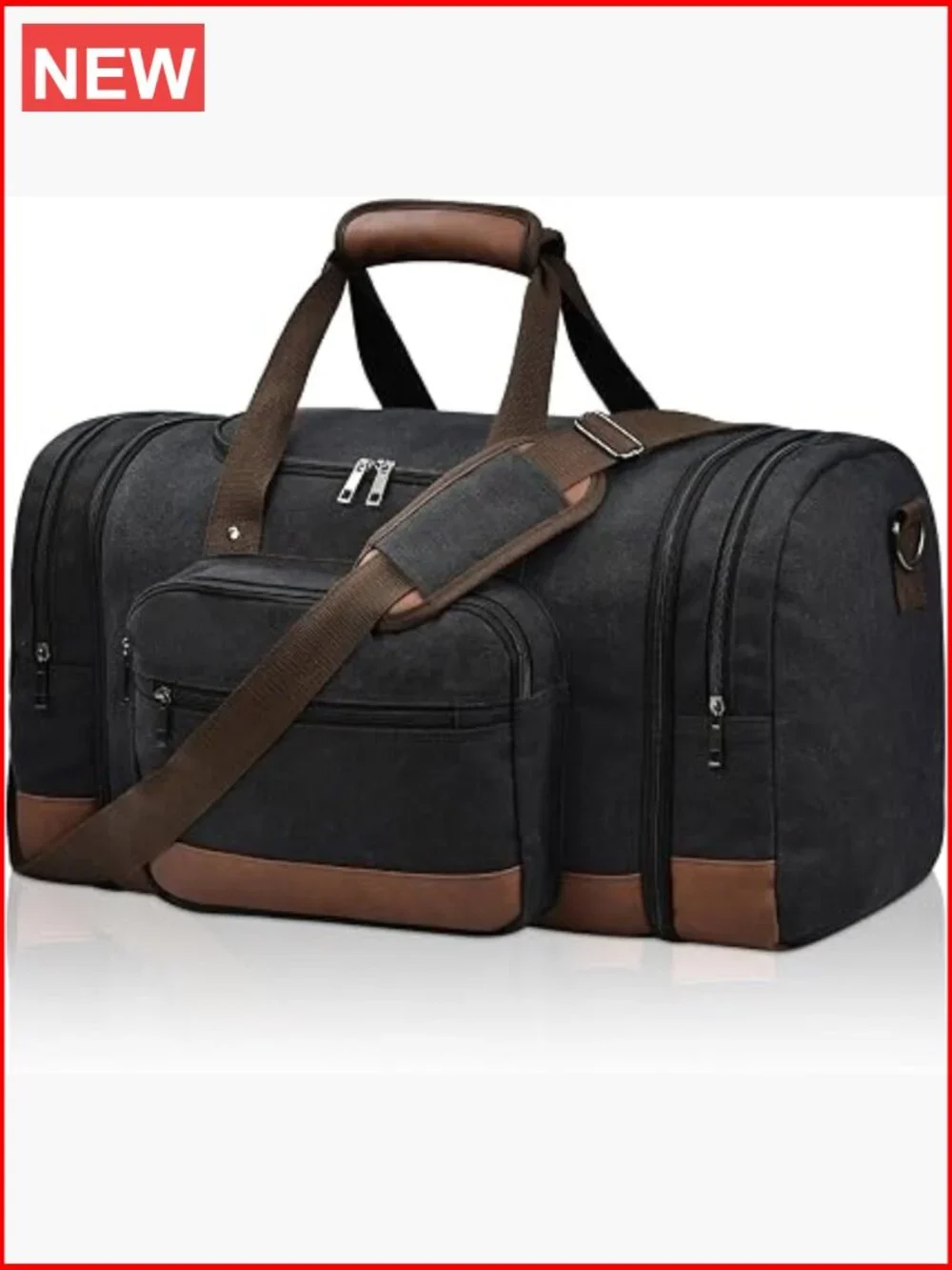 50L Expandable Canvas Travel Duffel Bag with Trolley Sleeve - Overnight Gym